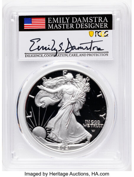 2021-W $1  Silver Eagle, Type 2 PR DCAM thumbnail 2