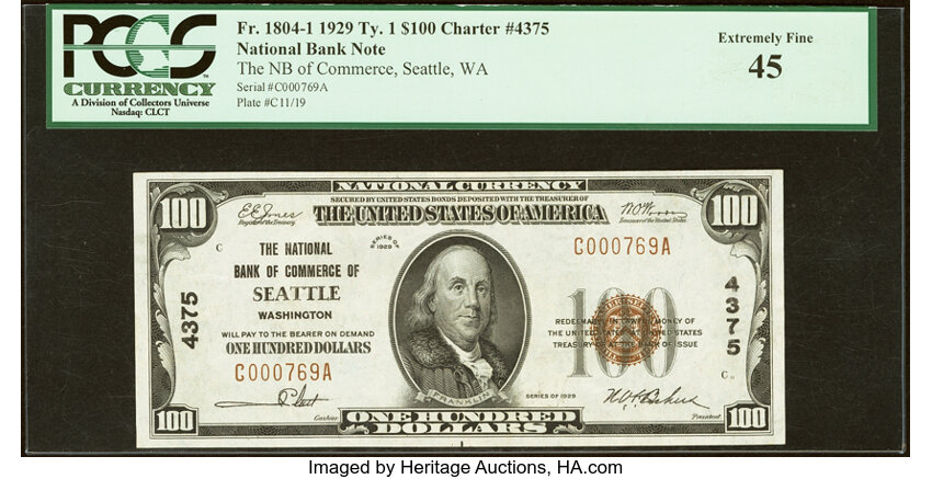 1929 $100  Type 1 (Fr. 1804-1) thumbnail 2