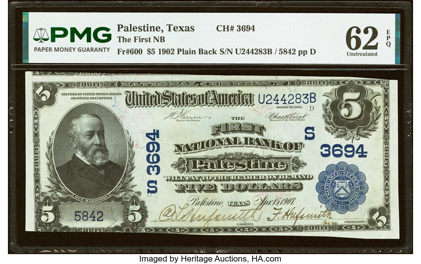 1902 $5  3rd Charter Period, 3rd Issue, Plain Back (Fr. 600) thumbnail 2