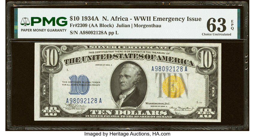 1934A $10  North Africa (Fr. 2309) thumbnail 4