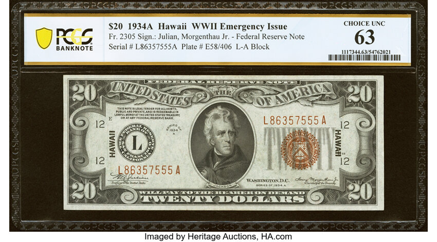1934A $20  Hawaiian (Fr. 2305) thumbnail 3
