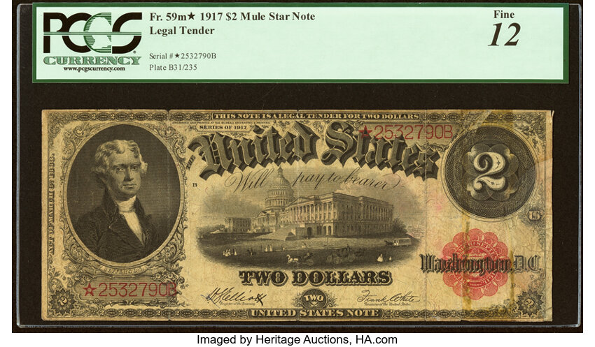 1917 $2  Mule, Star Replacement (Fr. 59m*) thumbnail 2