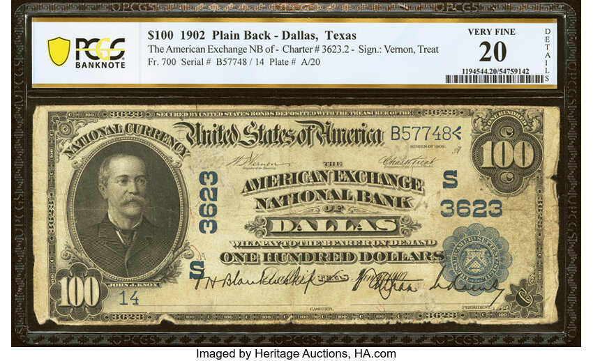 1902 $100  3rd Charter Period, 3rd Issue, Plain Back (Fr. 700) thumbnail 2
