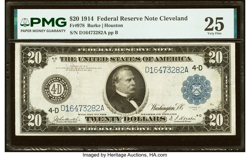 1914 $20  Blue Seal, Cleveland (Fr. 978) thumbnail 2