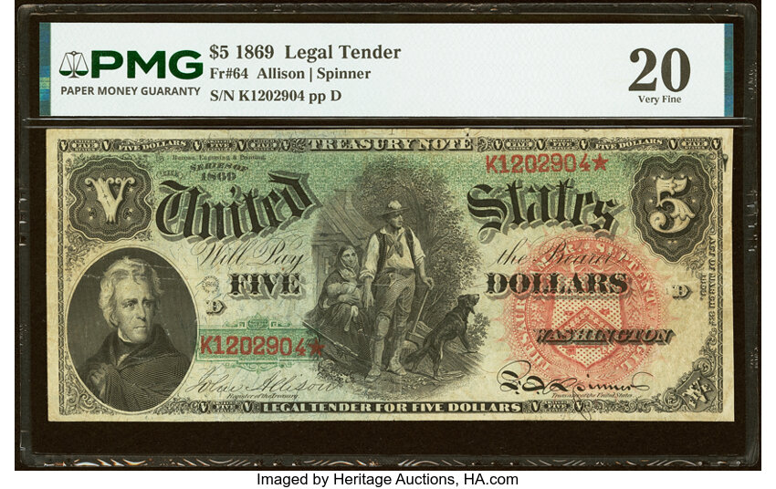1869 $5  (Fr. 64) thumbnail 2