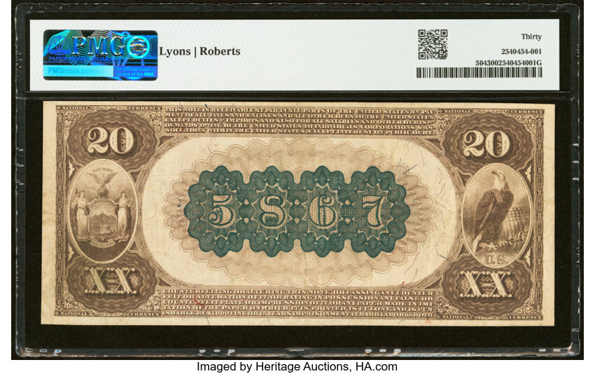 1882 $20  2nd Charter Period, 1st Issue, Brown Back (Fr. 504) thumbnail 16