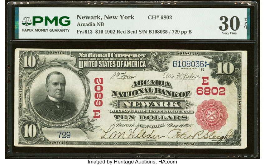 1902 $10  3rd Charter Period, 1st Issue, Red Seal (Fr. 613) thumbnail 2
