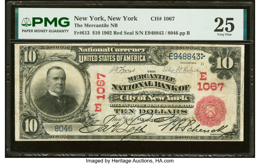 1902 $10  3rd Charter Period, 1st Issue, Red Seal (Fr. 613) thumbnail 3