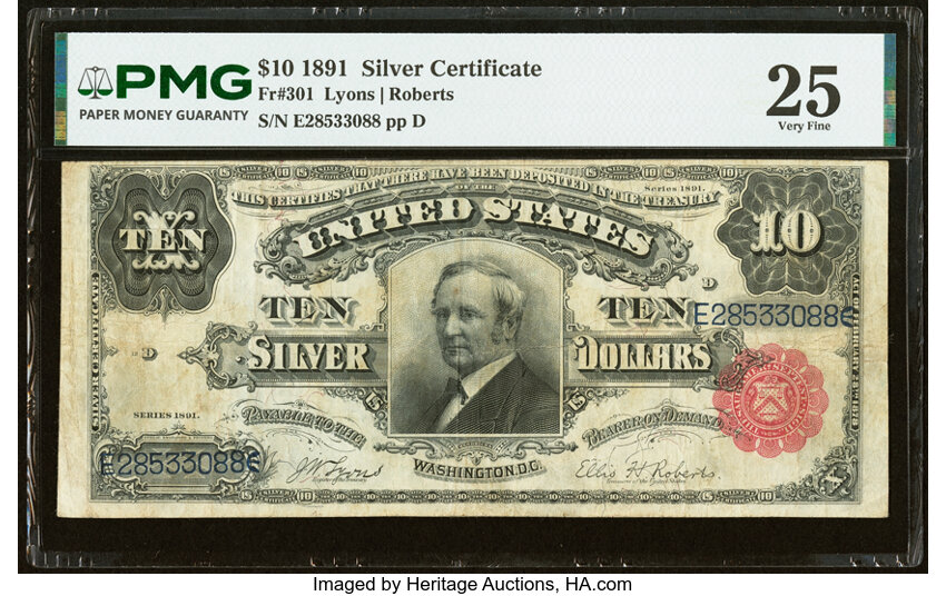 1891 $10  (Fr. 301) thumbnail 2