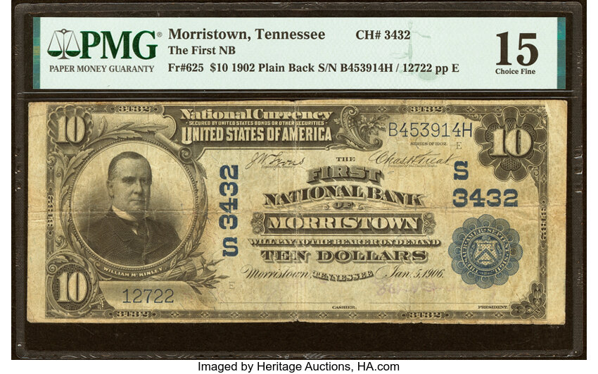 1902 $10  3rd Charter Period, 3rd Issue, Plain Back (Fr. 625) thumbnail 2