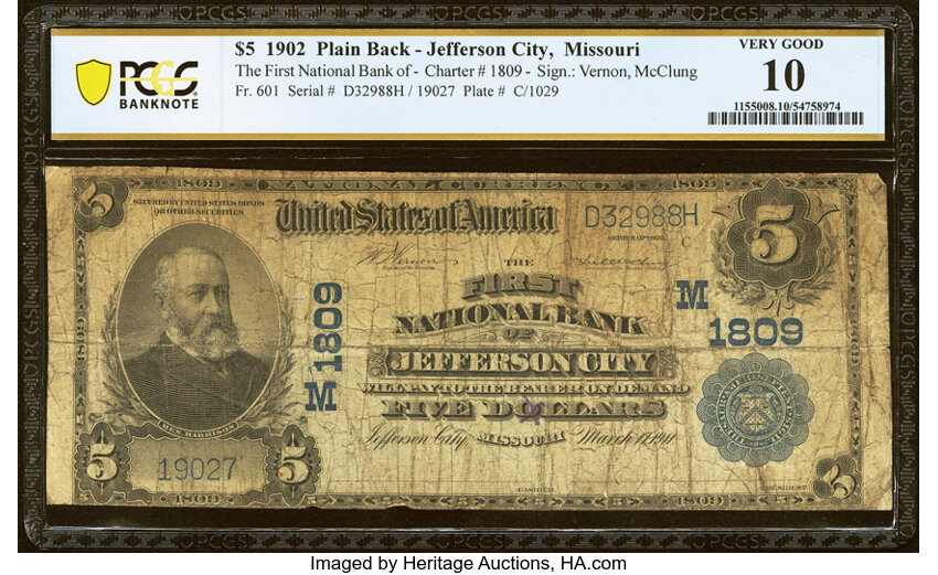 1902 $5  3rd Charter Period, 3rd Issue, Plain Back (Fr. 601) thumbnail 3