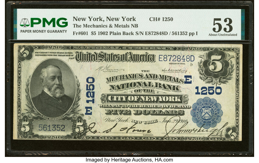 1902 $5  3rd Charter Period, 3rd Issue, Plain Back (Fr. 601) thumbnail 2