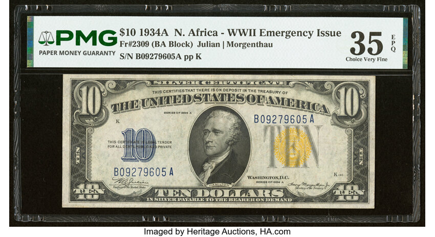 1934A $10  North Africa (Fr. 2309) thumbnail 2