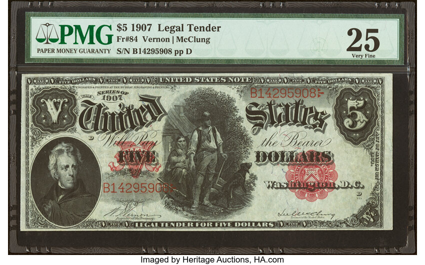 1907 $5  (Fr. 84) thumbnail 2
