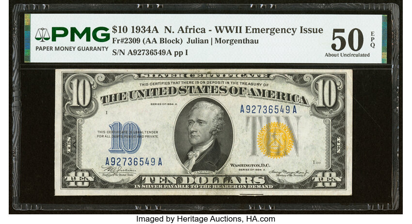 1934A $10  North Africa (Fr. 2309) thumbnail 3