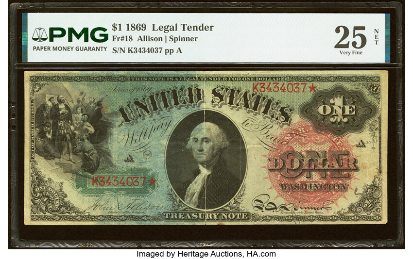 1869 $1  (Fr. 18) thumbnail 2