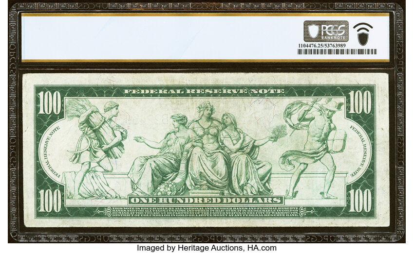 1914 $100  Blue Seal, New York (Fr. 1089) thumbnail 3