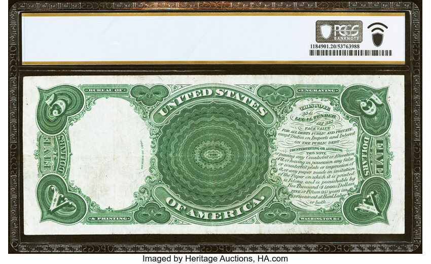 1907 $5  Mule, Star Replacement (Fr. 91m*) thumbnail 7