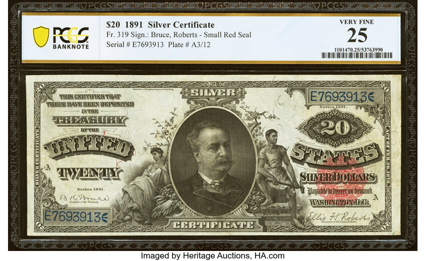 1891 $20  (Fr. 319) thumbnail 2