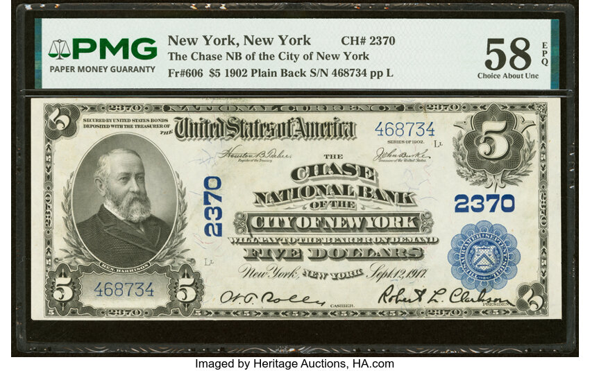 1902 $5  3rd Charter Period, 3rd Issue, Plain Back (Fr. 606) thumbnail 2