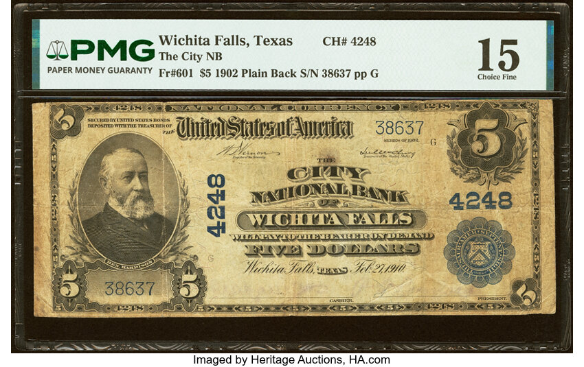 1902 $5  3rd Charter Period, 3rd Issue, Plain Back (Fr. 601) thumbnail 4