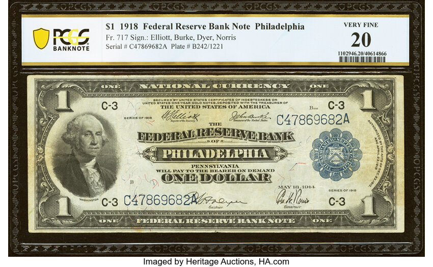 1918 $1  Philadelphia (Fr. 717) thumbnail 2