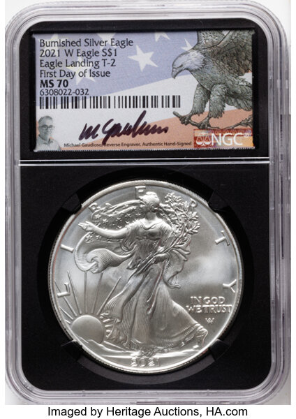 2021-W $1  Silver Eagle, Type 2, Burnished MS thumbnail 17