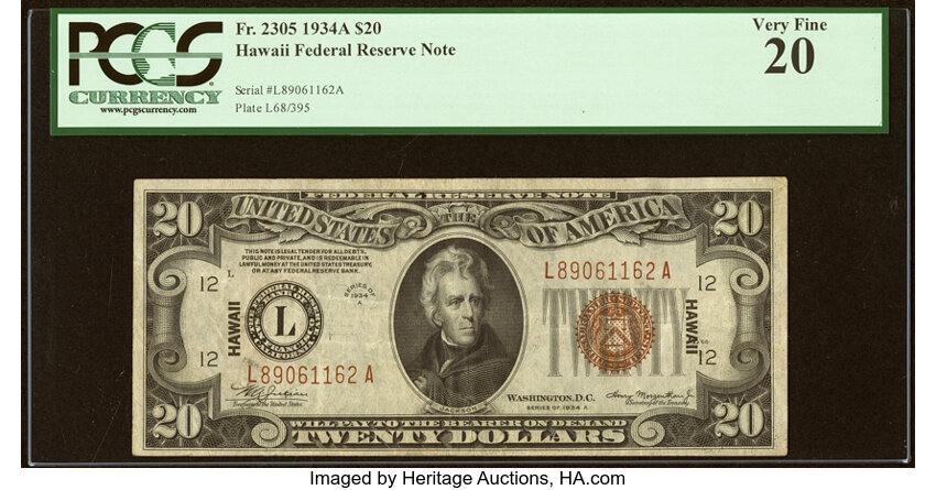 1934A $20  Hawaiian (Fr. 2305) thumbnail 2