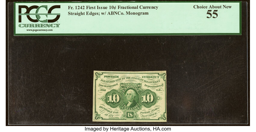  10c Washington Postage Stamp Obverse (Fr. 1242) thumbnail 2