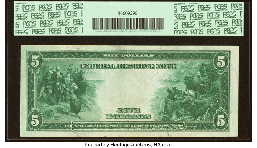 1914 $5  Blue Seal, Cleveland (Fr. 857) thumbnail 3