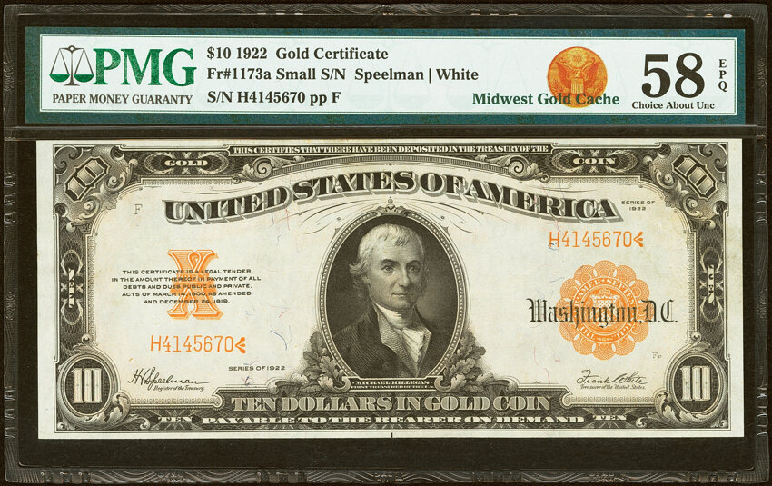 1922 $10  Small Serial Numbers (Fr. 1173a) thumbnail 2