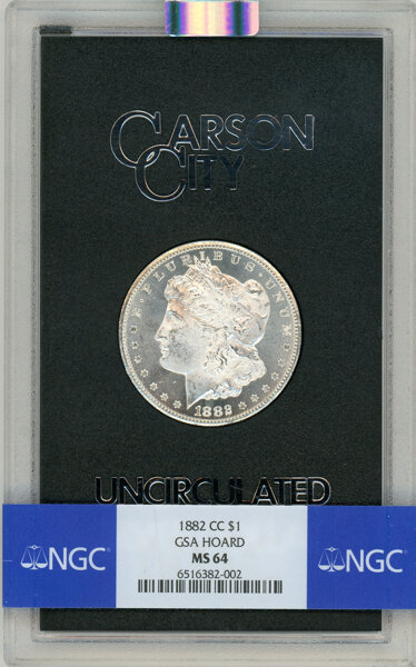 Image for 1882-CC $1  GSA Hoard, Hard package MS64 CAC