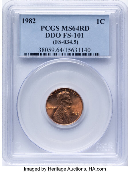 1982 1c Bronze, Large Date, DDO, FS-101 MS RD thumbnail 2