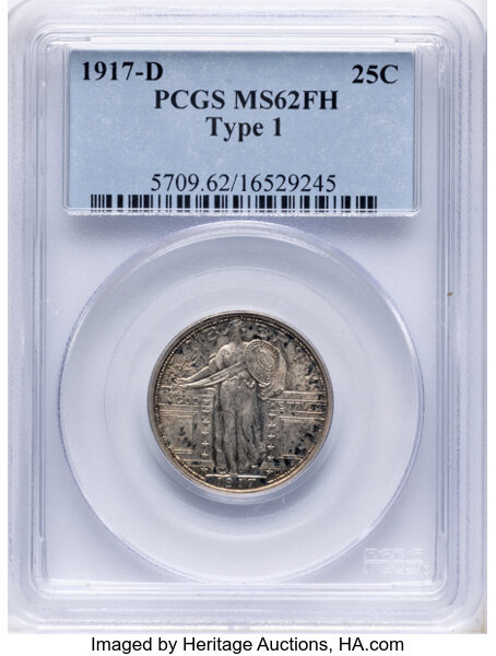 1917-D 25c Type 1 MS FH thumbnail 4