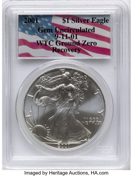 2001 $1  Silver Eagle MS thumbnail 3