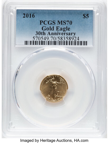 2016 $5  Gold Eagle, 30th Anniversary MS thumbnail 5