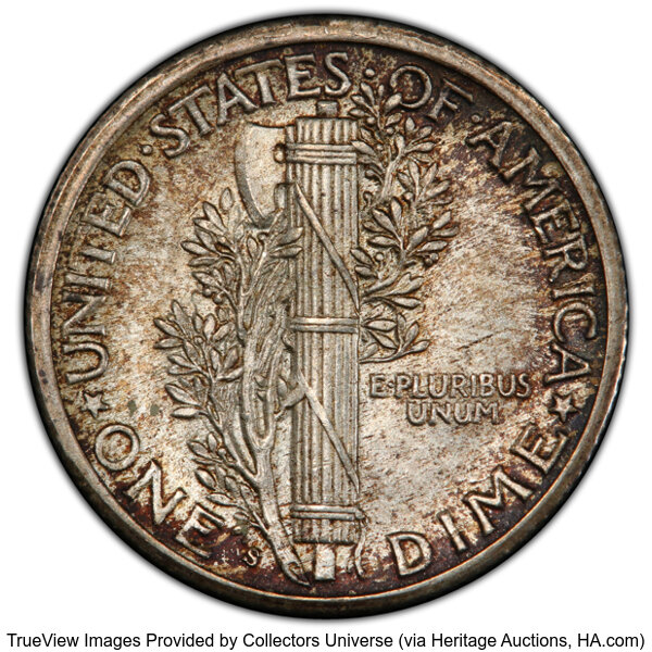 1916-S 10c Mercury MS FB MS65 FB thumbnail 10
