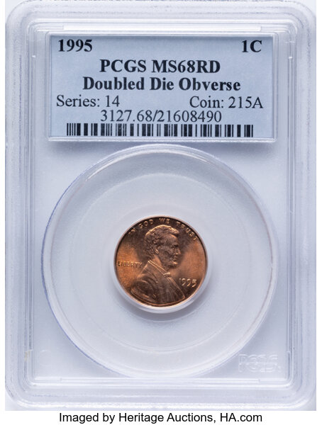 1995 1c Doubled Die Obverse, FS-101 MS RD thumbnail 5