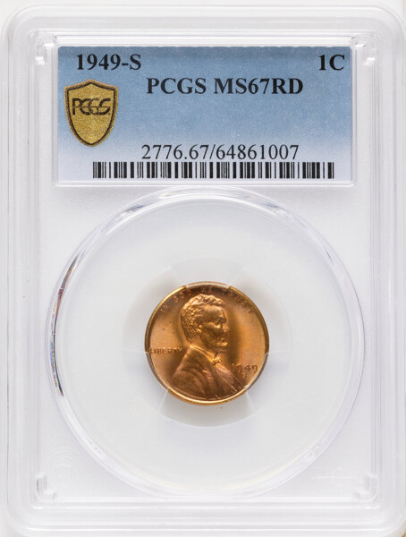1949-S 1c MS RD MS67 RD CAC thumbnail 6