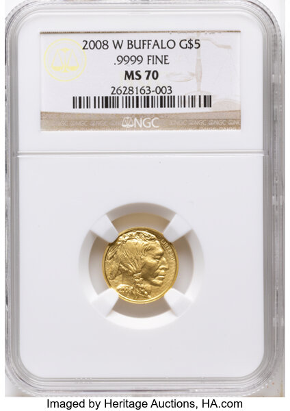 2008-W G$5 Gold Buffalo, Burnished MS thumbnail 4
