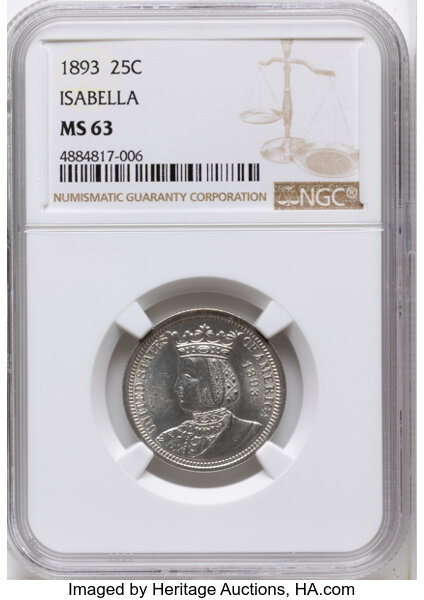 1893 25c Isabella MS thumbnail 6