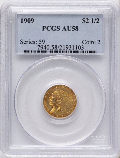 1909 $2 1/2 MS thumbnail 3