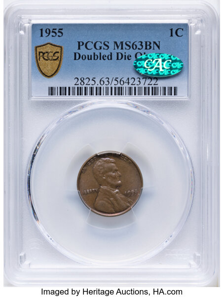 1955 1c Doubled Die Obverse MS BN MS63 BN thumbnail 4