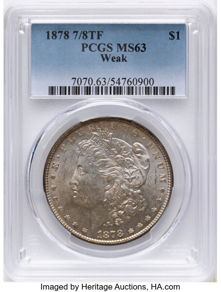1878 7/8TF $1  Weak, 7/4, Doubled Legs, VAM-33 MS thumbnail 2