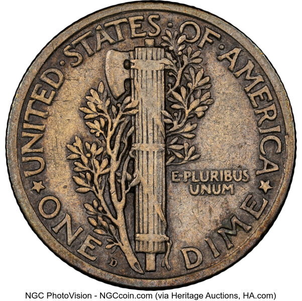 1921-D 10c VF35 thumbnail 2
