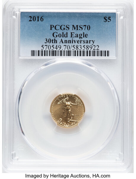 2016 $5  Gold Eagle, 30th Anniversary MS thumbnail 3