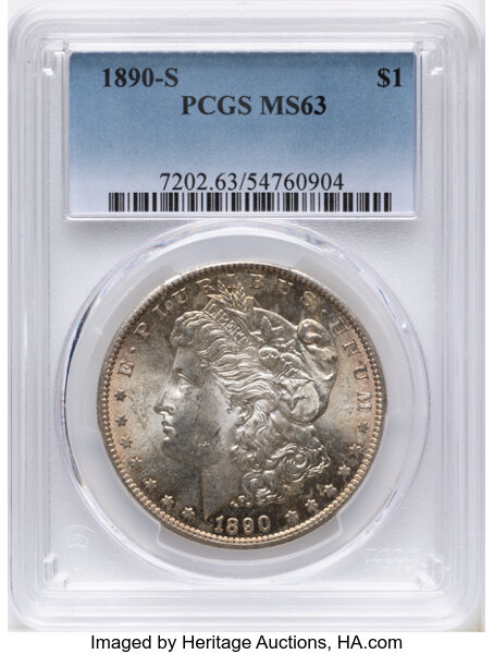 1890-S $1  Die Break Wing, VAM-2B MS thumbnail 3