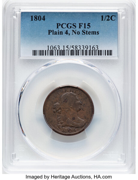 1804 1/2c Plain 4, No Stems, C-13 MS BN thumbnail 3
