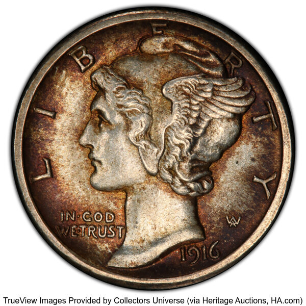 1916-S 10c Mercury MS FB thumbnail 2