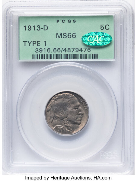 1913-D 5c Buffalo, Type 1 MS thumbnail 4